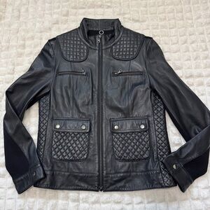 One Girl Who Small Black Leather Full Zip Jacket ~ Moto Biker Modern Grunge